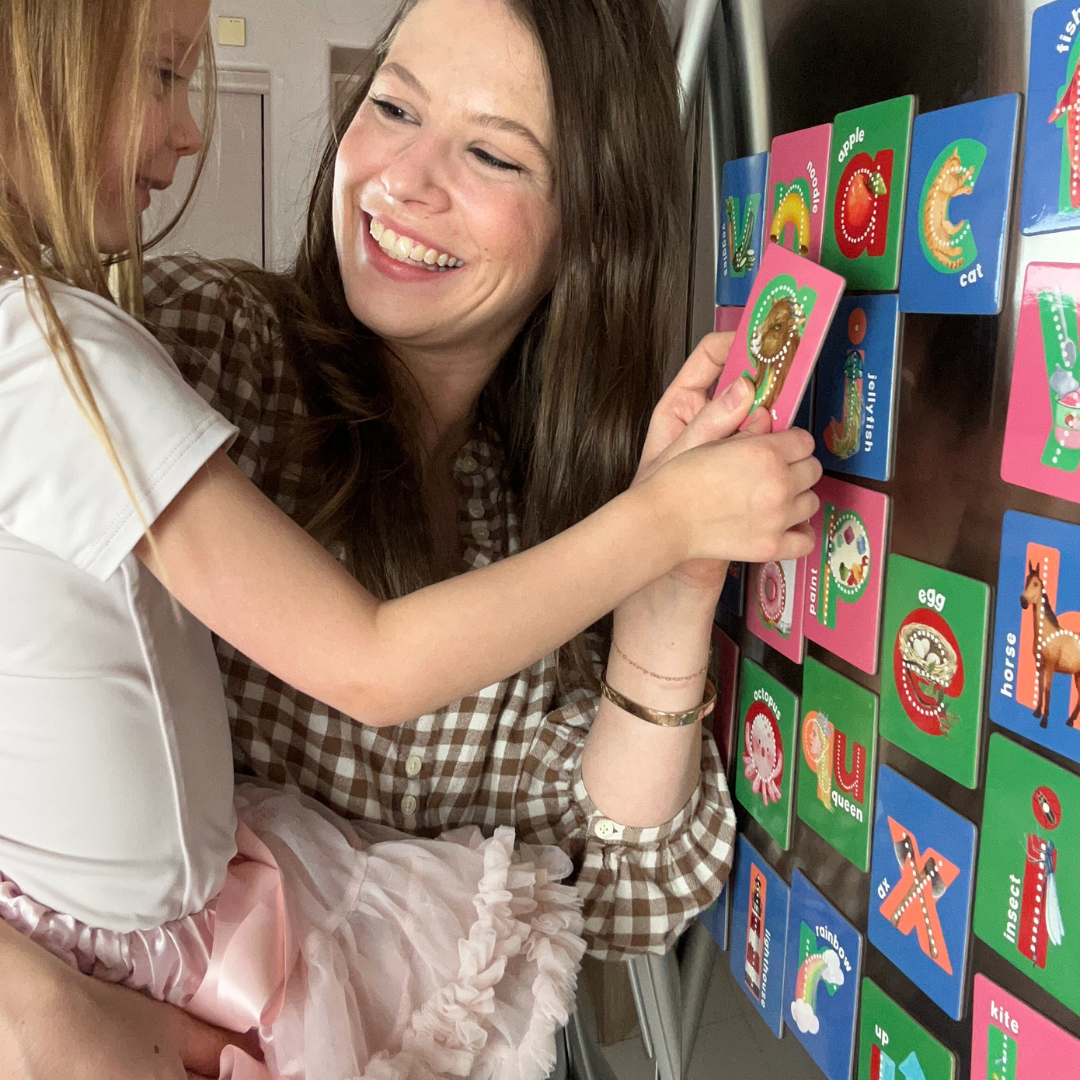 Lit Letters Magnet Tiles Official Lit to Lead Product | Learn Letter Sounds up to 2X Faster | Alphabet Fridge Magnets | Embedded Pictograph Mnemonic