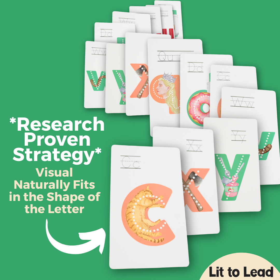 Lit Letters Flashcards Official Lit to Lead Product | Learn Letter Sounds up to 2X Faster | Alphabet Flash Cards | Embedded Pictograph Mnemonic