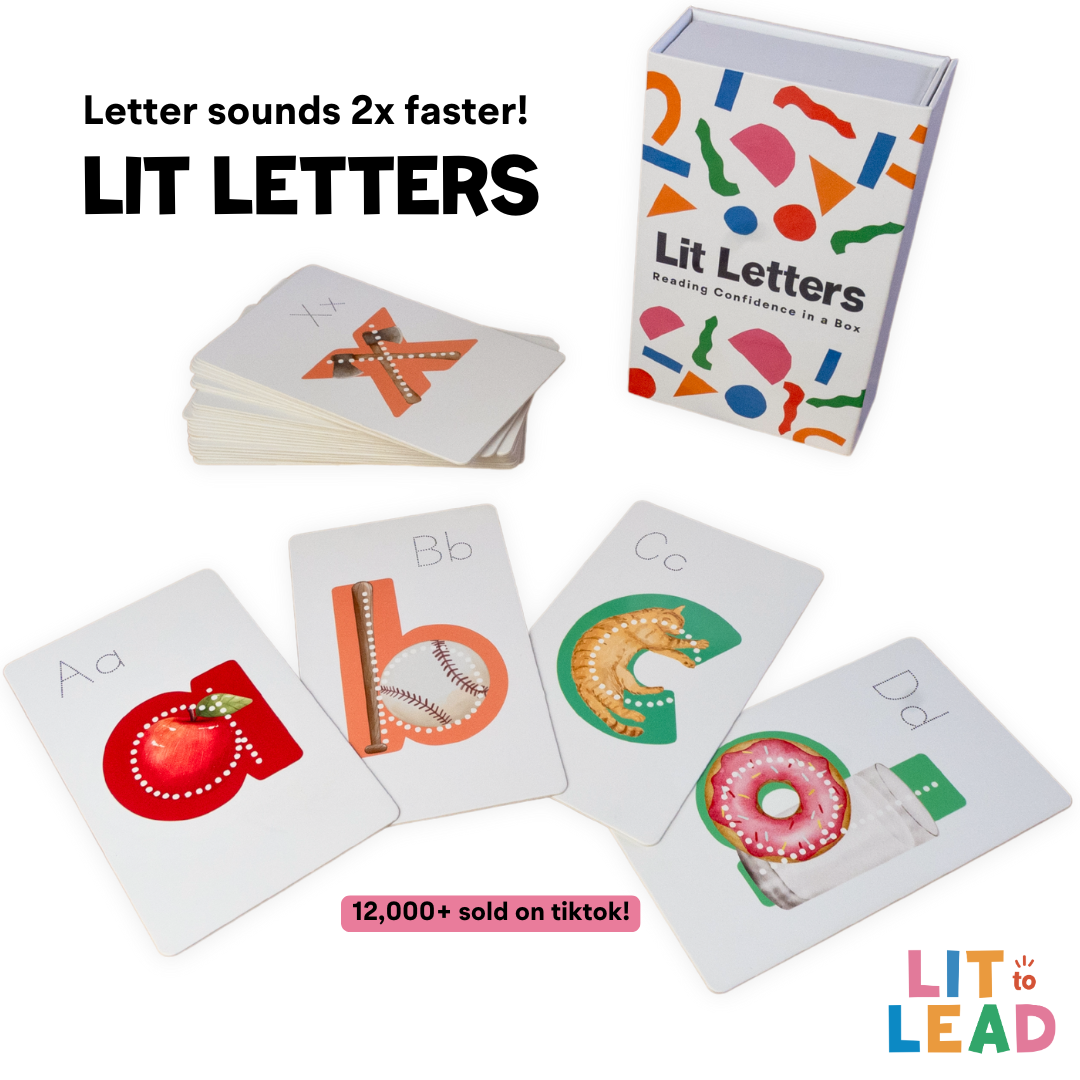 Lit Letters Flashcards Official Lit to Lead Product | Learn Letter Sounds up to 2X Faster | Alphabet Flash Cards | Embedded Pictograph Mnemonic